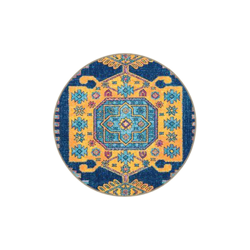 Tapis décoratif bleu à motifs traditionnels, Rectangle 5' x 8'
