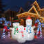 Décoration gonflable famille de bonhomme de neige