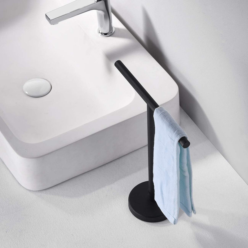 Porte-serviettes de comptoir en T de qualité supérieure, acier inoxydable, Noir mat