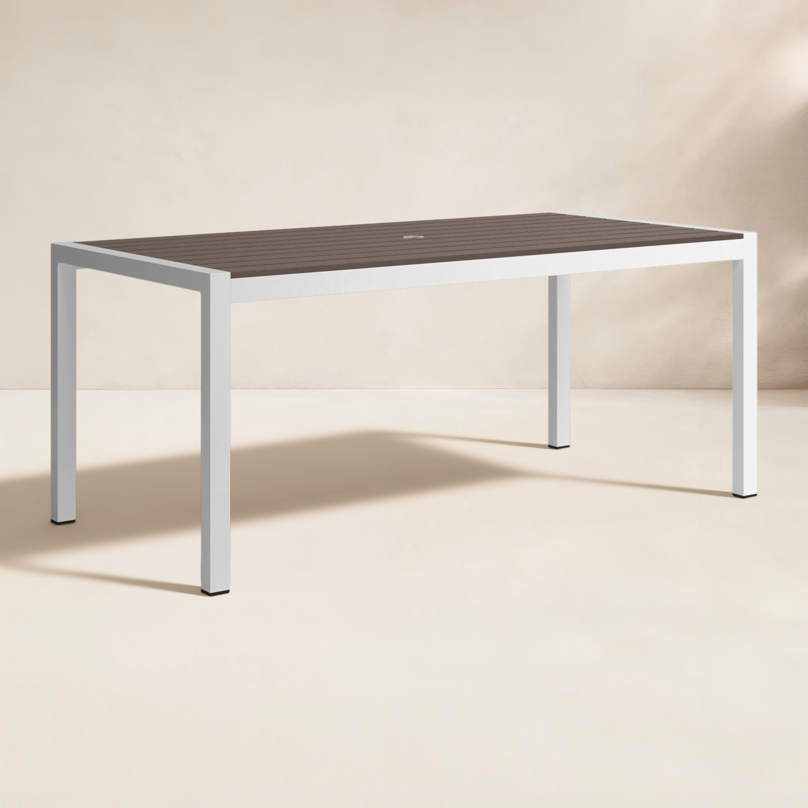 Aynura 71'' Plastic / Acrylic Outdoor Dining Table, Gray, White