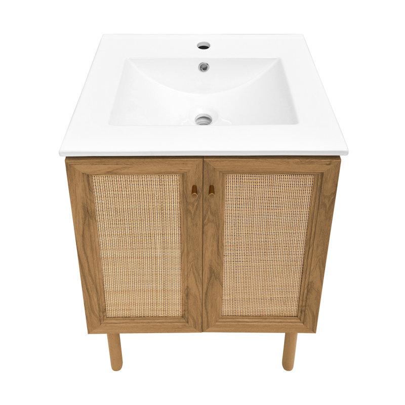 Meuble-lavabo autoportant 24 po Classe Golden, Chêne