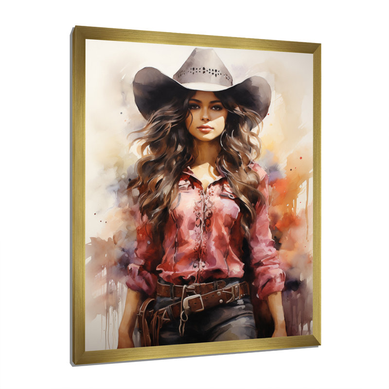 «Yuliza Cowgirl Rodeo Queen», reproduction sur toile, H 44 po x l 34 po x P 1,5 po, Encadrement doré