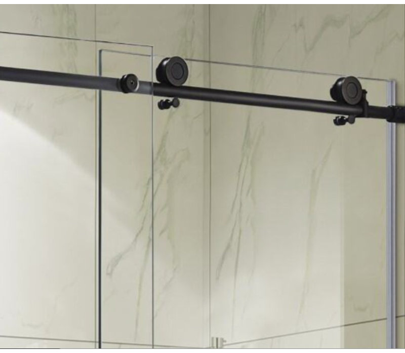 Porte de douche Cayman l 68 "- l 72" x H 76 "avec verre trempé 10MM, Noir mat