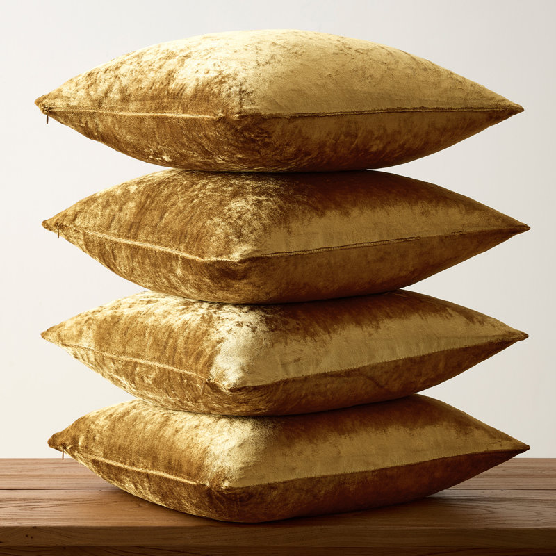 Velvet Throw Pillow Covers,Modern Luxury cushion cover for Living Room Sofa Bedroom, Gold, Square 18"