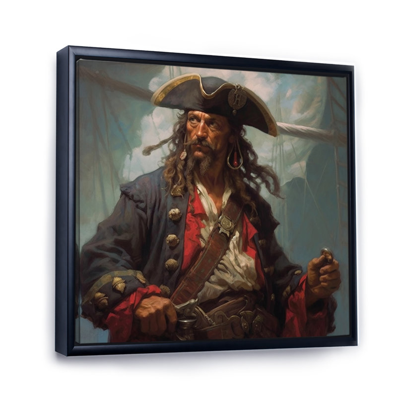 «Daring Pirate Portrait III», reproduction sur toile, H 36 po x l 36 po x P 1,5 po, Cadre flottant noir