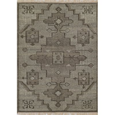 Tapis noir / gris en laine / coton tissé à la main Messina