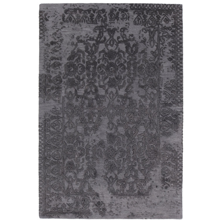 Boothby Hand Tufted Grey & Black Abstract Wool/Viscose Indoor Rug