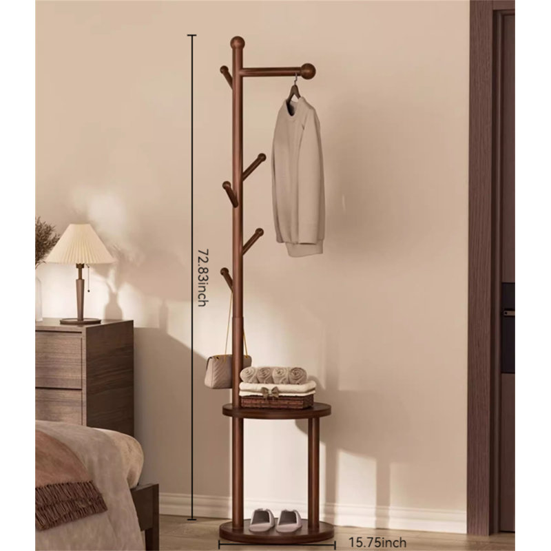 Simplify Solid Wood Clothes And Hat Stand, Brown