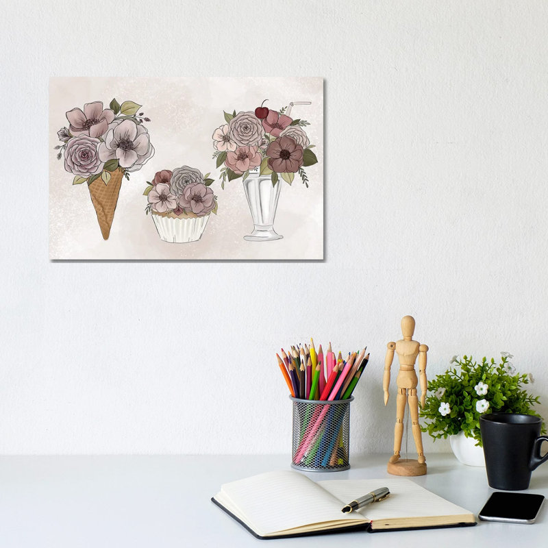 Floral Desserts by Katie Bryant - Wrapped Canvas Gallery-Wrapped Canvas Giclée, 20.32 cm H x 30.48 cm W