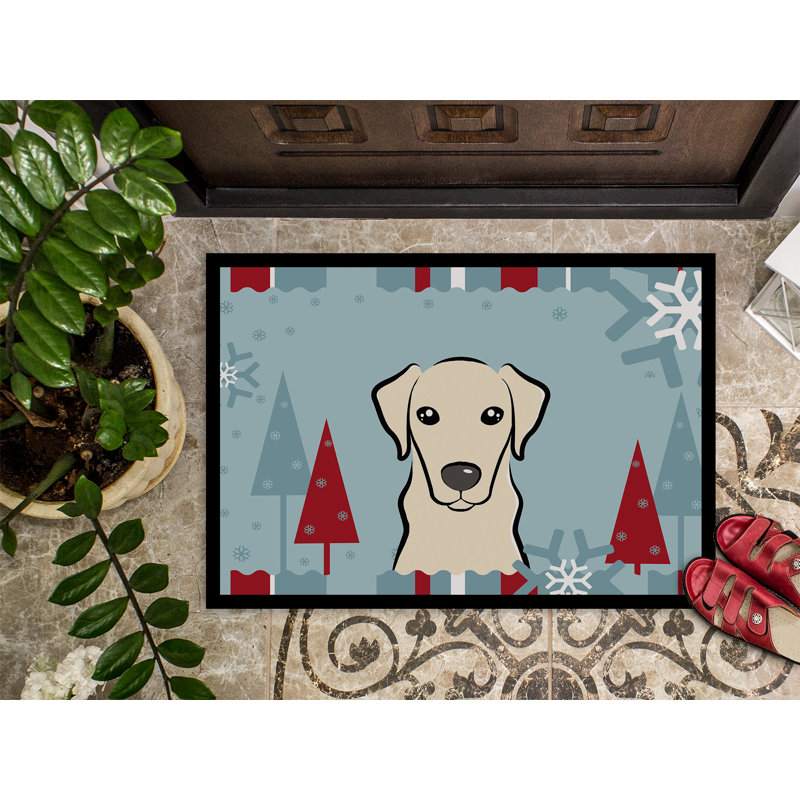 Paillasson d’extérieur antidérapant jaune Labrador, Rectangle 2 pi x 3 pi
