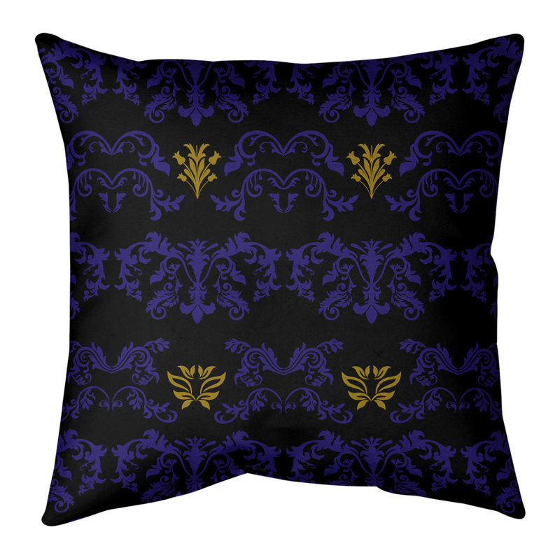 Housse de coussin Baltimore Football Baroque, 16 po x 1 po, Polyester sergé, Noir / bleu / jaune