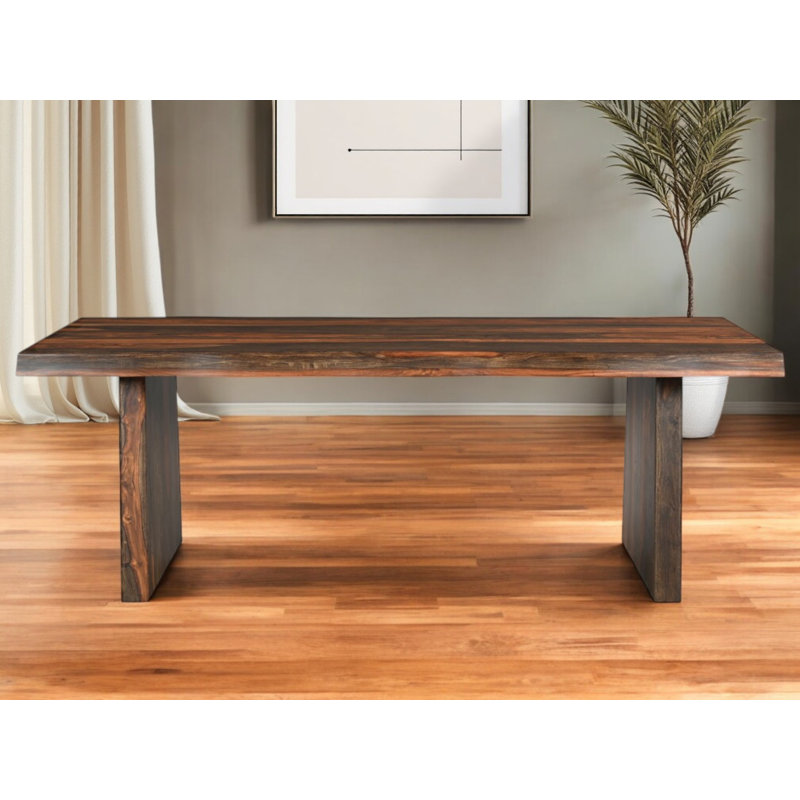 Table de salle à manger 86 "en bois massif brun foncé