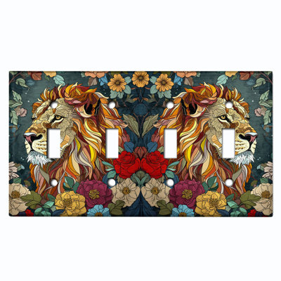 Couvercle de plaque d'interrupteur en métal; Bascule à 4 bandes US Standard - lion stoïque