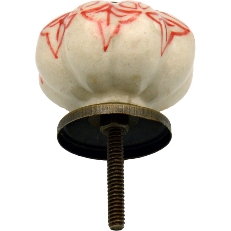 Nicola Spring - Floral Ceramic Cabinet Knobs, Red