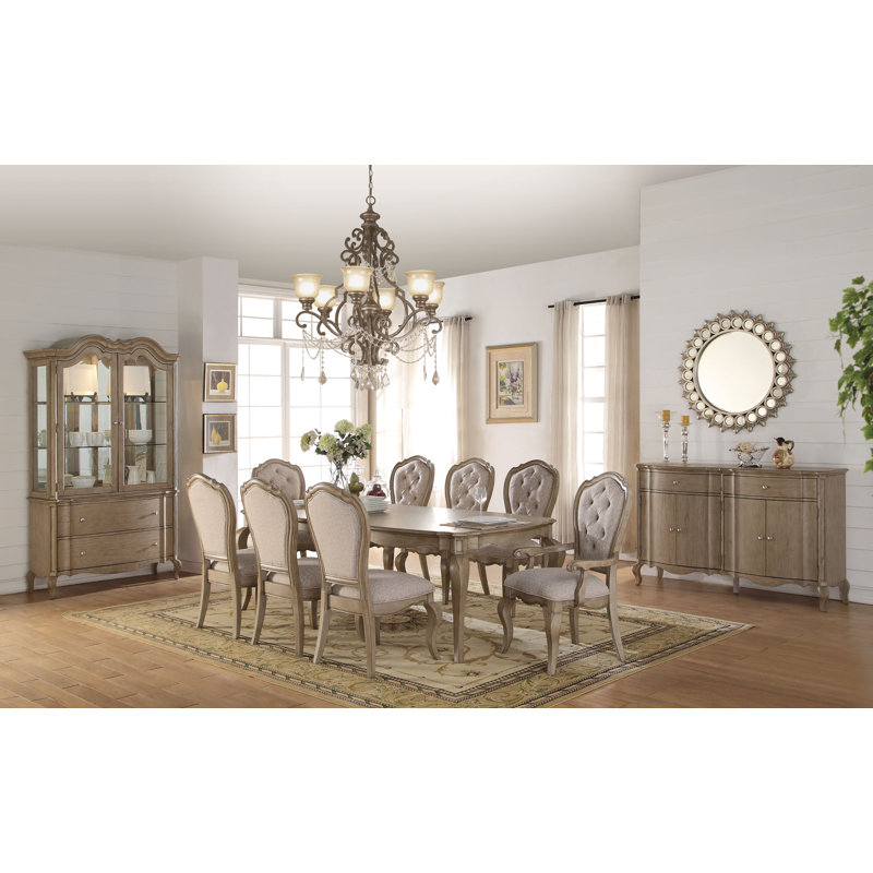 Chaise avec accoudoirs touffetée Cashel en beige et taupe antique (ensemble de 2)