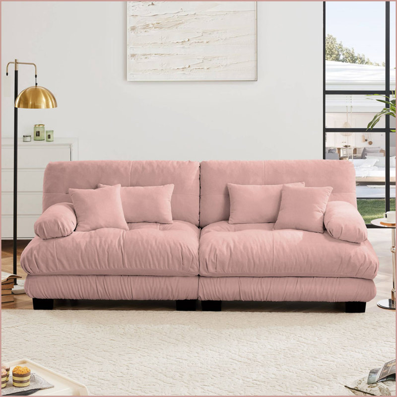 Canapé modulaire capitonné en chenille pour salon, Pink