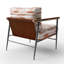 Chaise abstraite rembourrée - Fauteuil brun à rayures boho-485947988