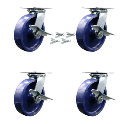Solid Poly Caster Set with Roller Bearings and Brakes/Swivel Locks SCC