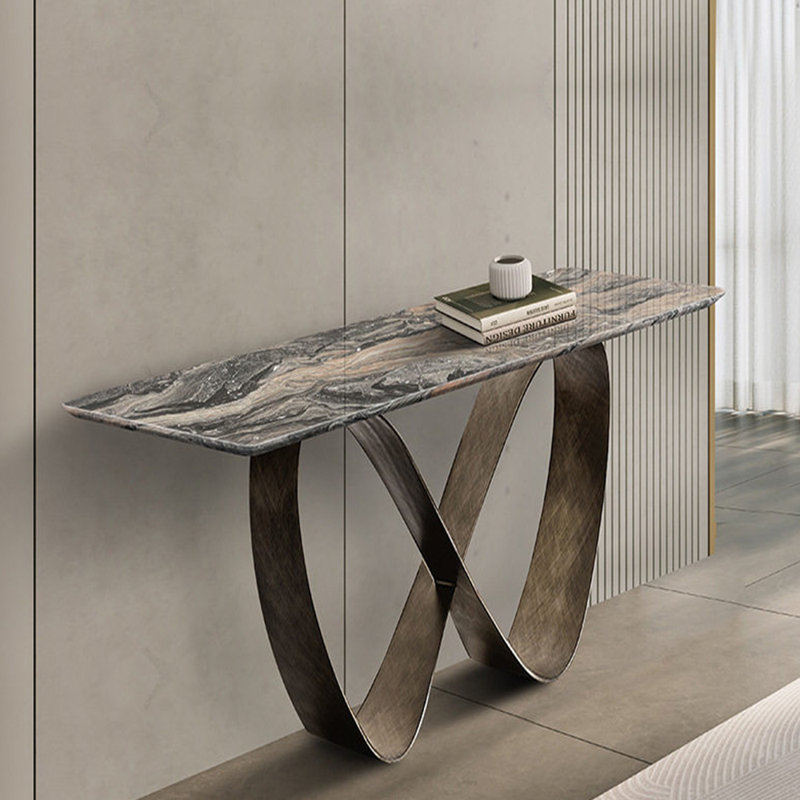 Console légère en pierre frittée de style luxueux, H 33,4 po x l 70,8 po x P 15,7 po