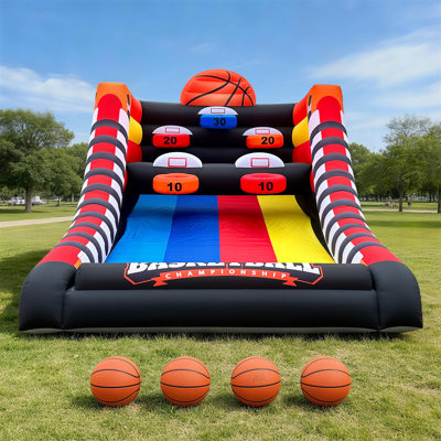 13 × 10 × 10 FTInflatable Basketball Shoot Game, Interactive Portable Basketball Hoop with 4 Balls & Blower, Quick Set-Up for Outdoor Parties, Events & Backyard Fun