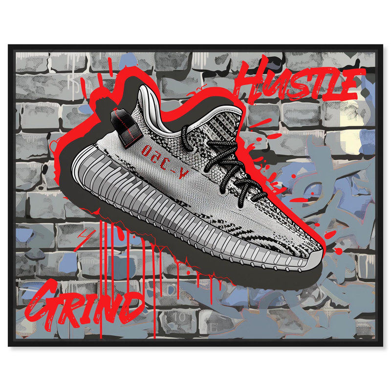 Art mural Sneaker Brick , Cadre flottant noir, H 21 po x l 17 po