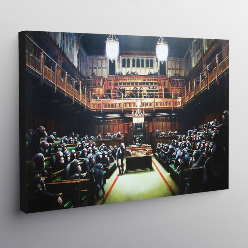 Chimps Houses Of Parliament - Wrapped Canvas Print, 41cm H x 61cm W x 3.8cm D