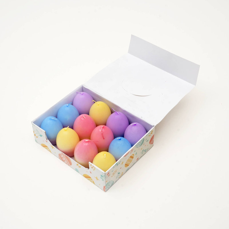 Holiday Candle | Easter Egg Ombrey Candle Box Of 12 Pcs | Multi