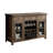 Rustic Walnut Solid Wood Server with Metal Accents and Scroll Details