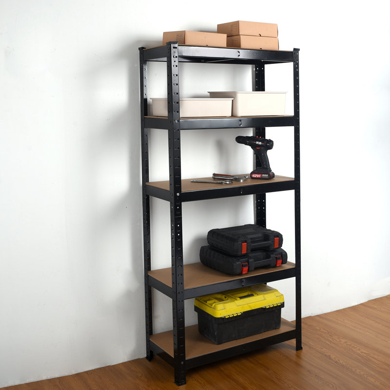 70cm W Metal Height -Adjustable Shelving Unit, Black