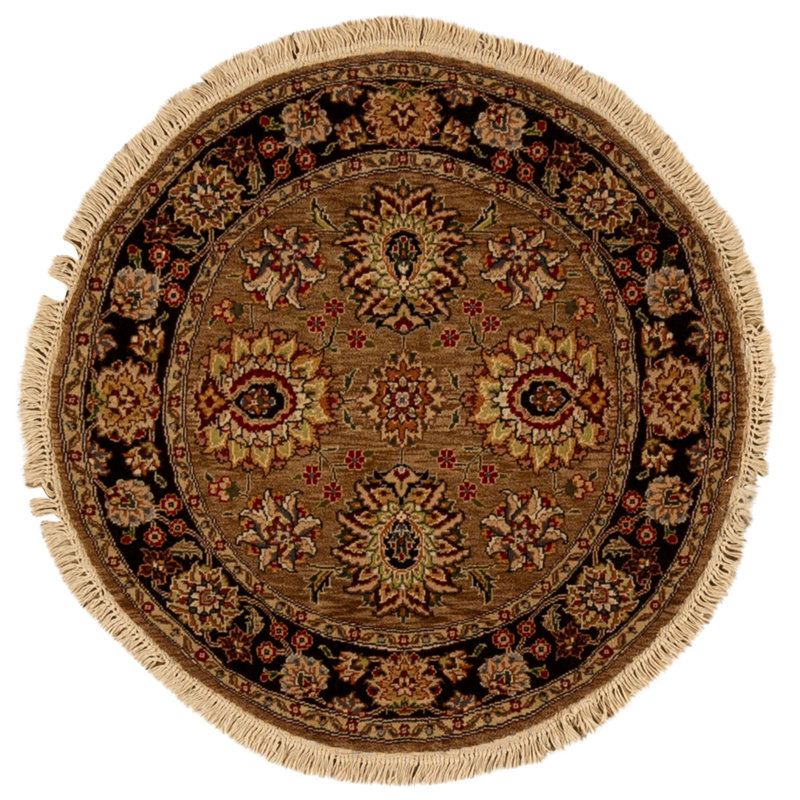 High-Quality Hand-Knotted Camel And Black Area Rug