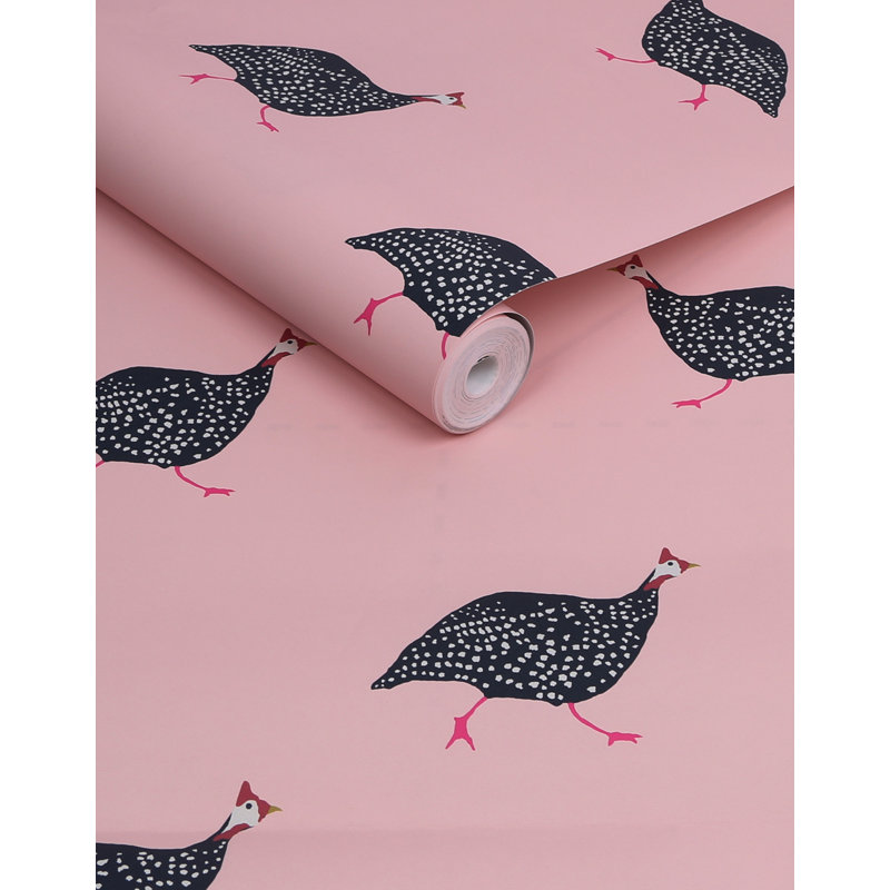 Joules Guinea Fowl Blush Pink Wallpaper