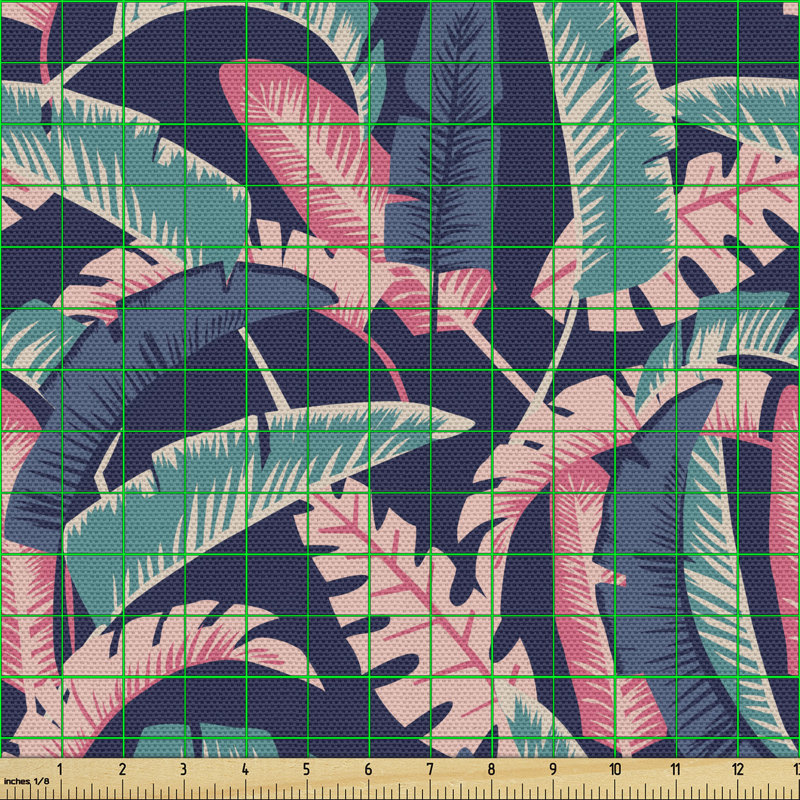 Charmarie Hawaiian Exotic Banana Leaves Pattern Multi-Purpose Fabric
