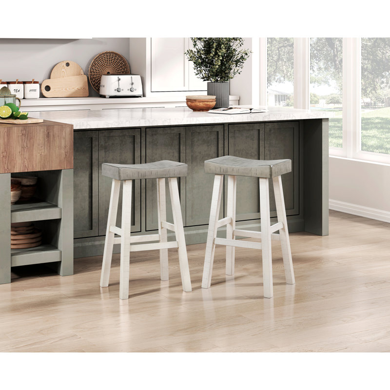 Tabourets de bar deux pièces de conception transitionnelle avec cadre en bois, tabouret de bar à cadre en bois pour espace de vie