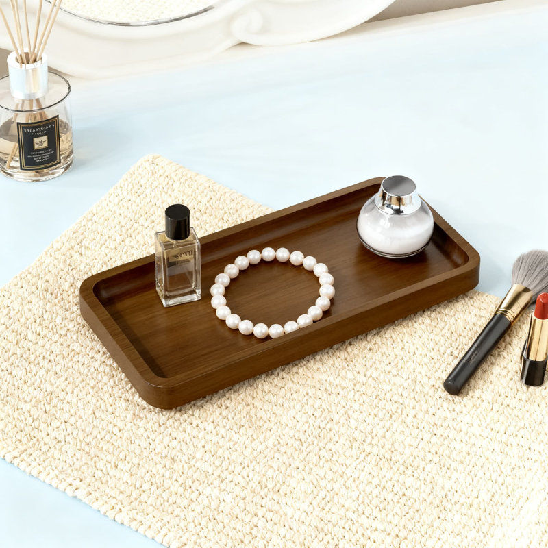 Plateau de meuble-lavabo de salle de bain pour l'organisation du comptoir, plateau décoratif polyvalent pour le maquillage, les parfums, les bijoux, le distributeur de savon et les épices de cuisine, conception compacte et durable