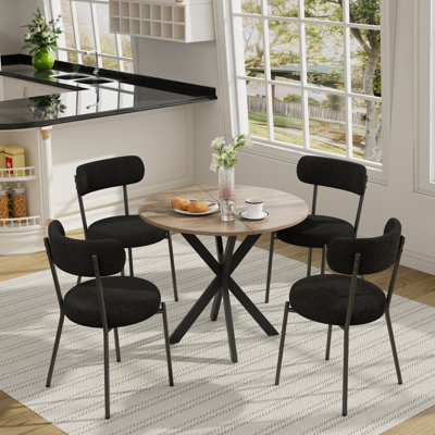 Villasenor 31.5" Modern Round Dining Table, Metal Leg Kitchen Table, Compact Dining Room Table for Small Space, Sturdy Breakfast Nook Table, Affordable Round Table for Apartment, Cafe, and Living Room