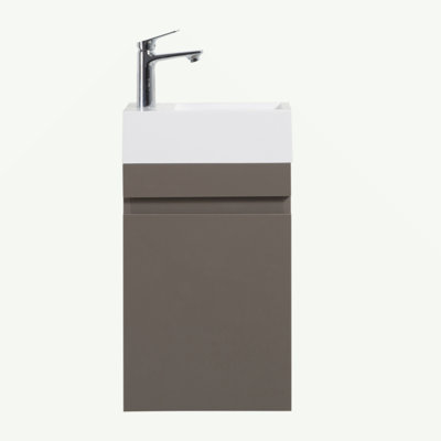 Petit meuble-lavabo de 16 po avec lavabo, meuble-lavabo mural pour salle de bain moderne, meuble-lavabo de salle de bain minimaliste blanc de grande taille, pré-assemblé
