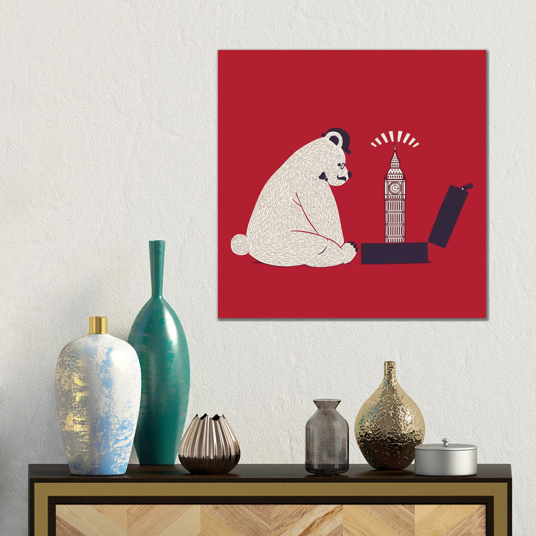 Traveler Tourist Big Ben Bear UK von Tobias Fonseca - Galerie-verpackte Leinwand Giclée