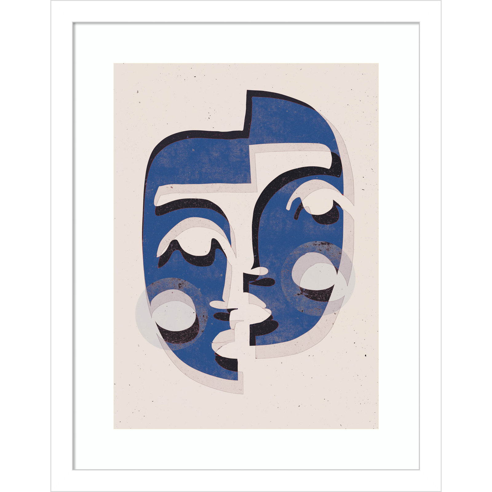 Galya "The Blue Mask" Print by Treechild, 17" H x 14" W, White