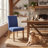 Upholstered Dining Chair, Blue Fabric Side Chair, Armless Modern Kitchen Chair with Solid Wood Legs-1304718755