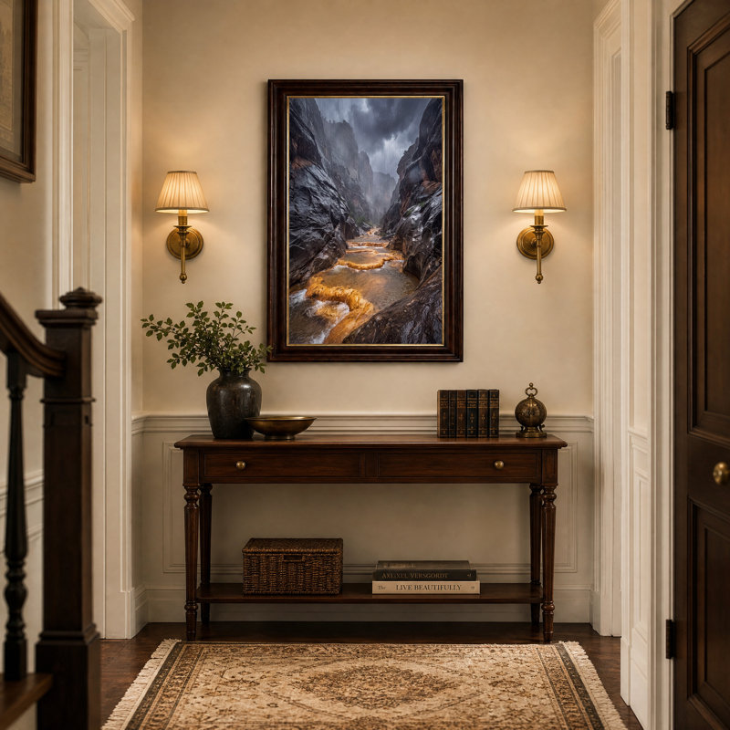 «Stormy Canyon River with Orange Terraces», art mural sur toile, H 18 po x l 12 po