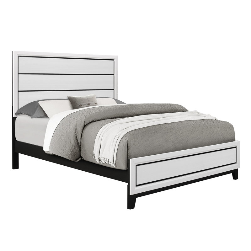 Miroir blanc pour grand lit, 4 lattes, 97,02 lb, 25h du plancher à la tête de lit, finition en bois d'hévéa Hauteur, 84,86 de largeur,