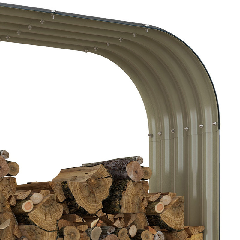 Outsunny Galvanized Steel Wood Shed Firewood Storage Rack, 4.7' X 1.4' X 4.7' Log Holder Storage Shed With Rubberized Edge For Safety & Gloves