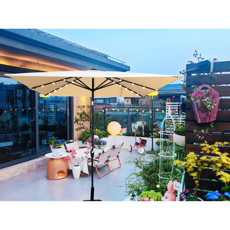 Square, Solar Led Lighted Umbrella, 8 Ribs, Waterproof, Sun Shade, Outdoor Patio, Garden, Pool 2.5X2.5M, Lighted, Patio Backyard, Poolside