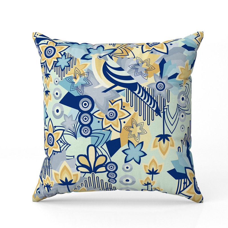 Coussin croissance croissance carré, H 16 po x l 16 po, Bleu/jaune