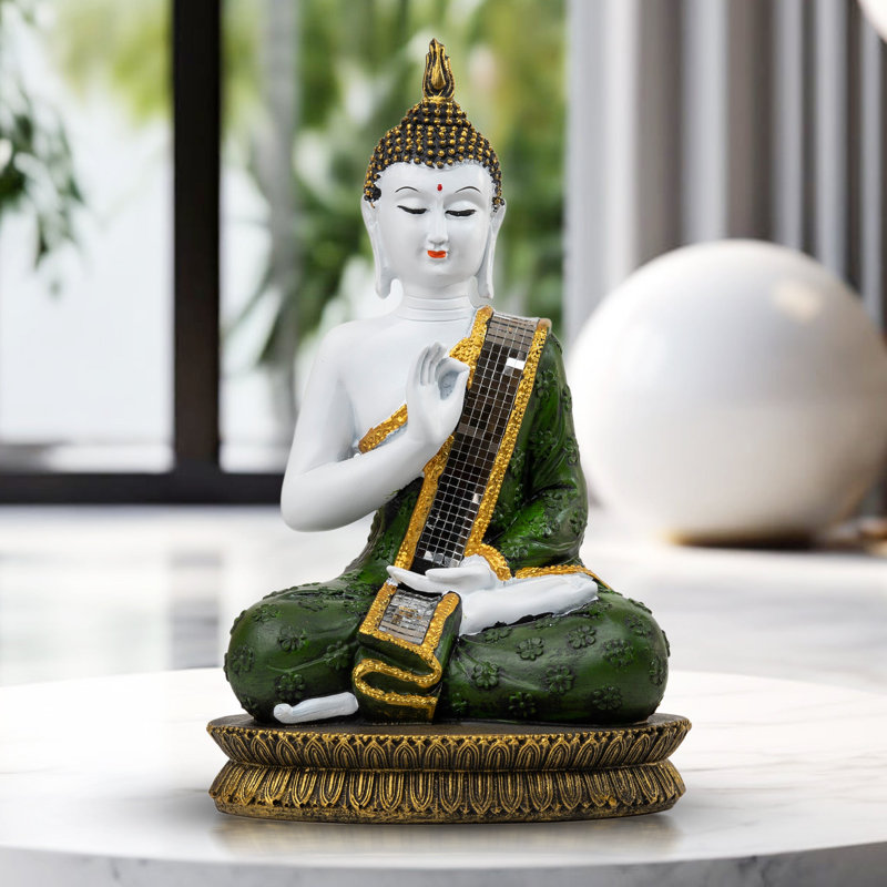 Statue de Bouddha assis en prière, ornement décoratif de 11 po