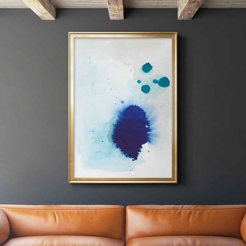 «Spare Blue I», reproduction encadrée de qualité supérieure - prête à être accrochée, Toile avec cadre doré, Pas de tapis