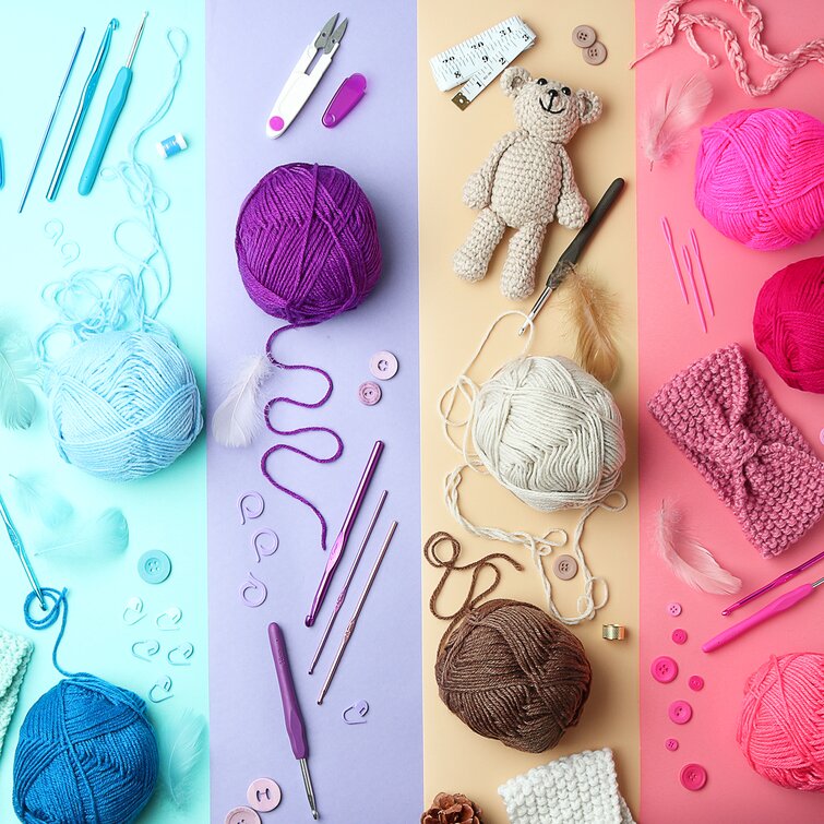 9 Pcs Crochet Hooks for Hair, Latch Hook Tool, Brown, Pink, Yellow