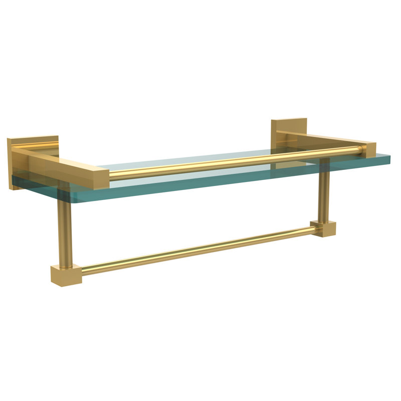 Haranu Bracket Shelf with Towel Bar, Unlacquered Brass