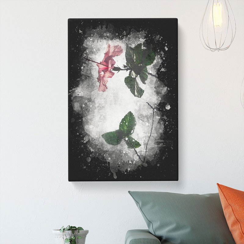 Pink Hibiscus Plant - Wrapped Canvas, 60cm H x 40cm W x 3cm D