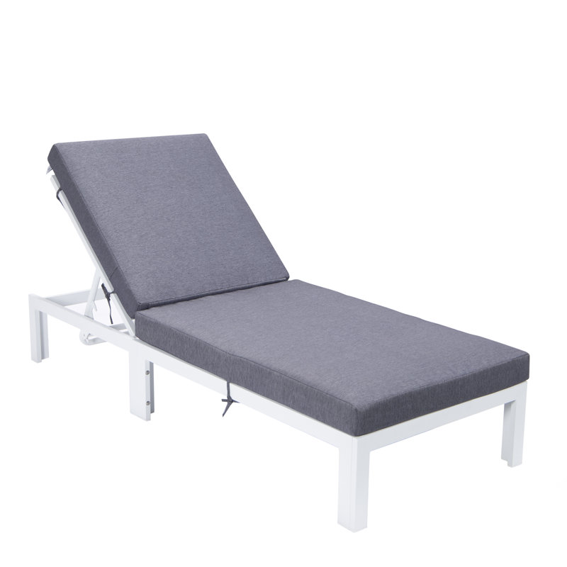 Chelsea Outdoor Metal Chaise Lounge , Cushion Included, Blue, White